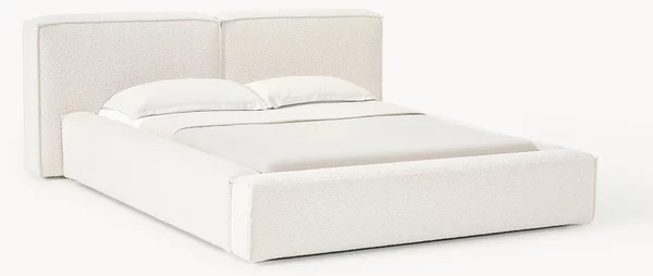 Letto imbottito in bouclé con contenitore Lennon