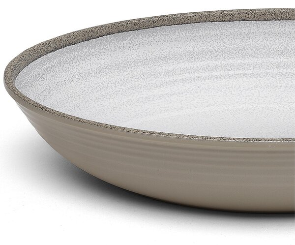 Risottiera, ovale da portata in Melamina Renna Bianca 33x23xh6,5 cm certificato per l'uso alimentare colore bianco sabbia