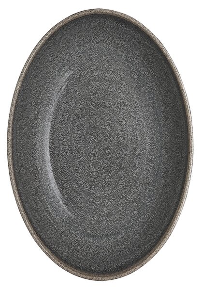 Risottiera, ovale da portata in Melamina Renna Nera 33x23xh6,5 cm certificato per l'uso alimentare colore Nero Sabbia Vulcanica