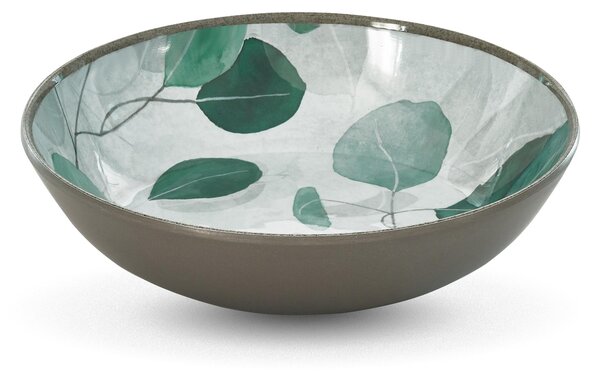 Piatto fondo in melamina set 2 pezzi Tasmania � 20,4xh5,5 cm certificato per l'uso alimentare colore Bianco, Verde, Grigio