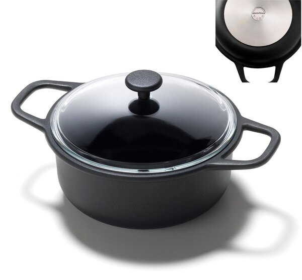 Casseruola con Coperchio BON APPETIT in alluminio + antiaderente �16xh7,7 cm -1,8 LT design Ettore Sottsass-Christopher Redfern made in Italy