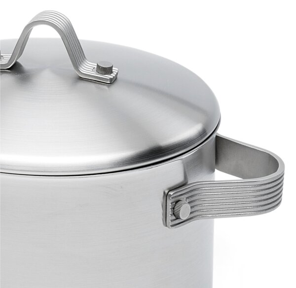 Pentola in Acciaio Triplo fondo STRIPES �20xh15 cm - 4,5 Lt, design Liliana Bonomi finitura inox satinato made in Italy
