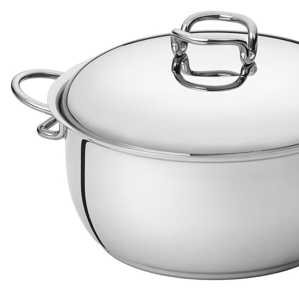 Casseruola due manici in Acciaio Triplo fondo KAREN �14xh7,7 cm - 1,0 Lt, design Tarcisio Zani coperchio escluso made in Italy