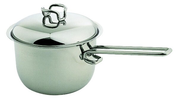 Casseruola un manico lungo in Acciaio Triplo fondo KAREN �16xh8,3 cm - 1,5 Lt, design Tarcisio Zani made in Italy
