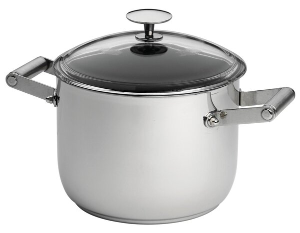 Pentola con coperchio in Acciaio pi� Titanio Vickers 20 x14,4 cm - 4,4 Lt rivestimento antiaderente adatta all'induzione coperchio in vetro