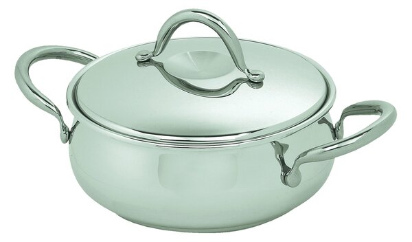 Tegame due Manici in Acciaio Triplo fondo OLYMPIA �24xh9,6 cm - 4,2 Lt, design Serafino Zani finitura inox lucido made in Italy
