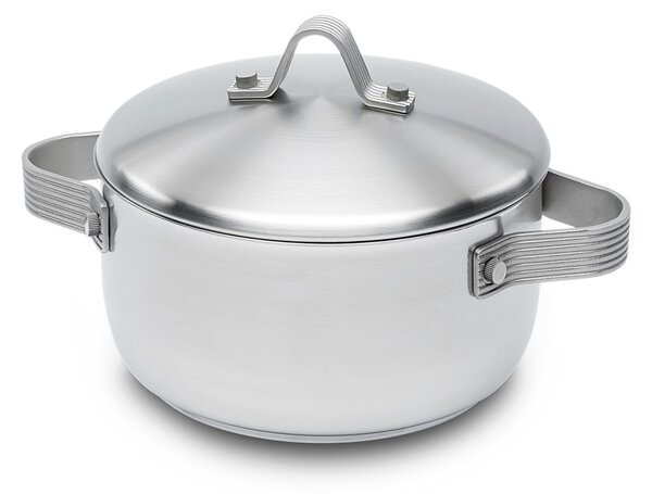 Casseruola due manici in Acciaio Triplo fondo STRIPES �16xh7,5 cm - 1,4 Lt, design Liliana Bonomi made in Italy
