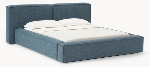 Letto imbottito in bouclé con contenitore Lennon