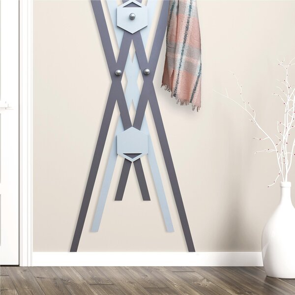 Appendiabiti da Parete in legno tagliato al laser CHAGAL' 66x170xh8 cm- Legno laccato pomi Grigio pietra