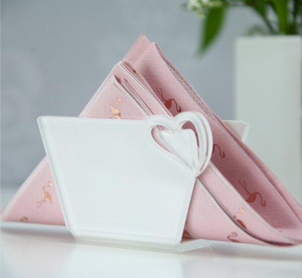 Portatovaglioli verticale METACRILATO LOVE 9x6xh4 cm bicolore Bianco