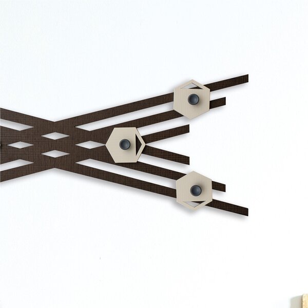 Appendiabiti da Parete in legno tagliato al laser MIRO' 100x38xh8 cm- Legno laccato pomi sabbia