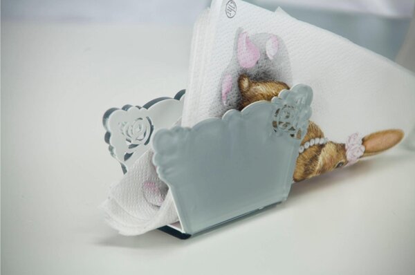 Portatovaglioli verticale METACRILATO shabby 9x6xh4 cm bicolore bianco esterno grigio