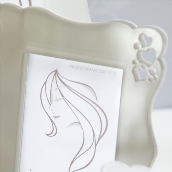 Portafoto in Crystalplex per foto 7x10 JOLIE - 12Xh16 cm cornice in crystalplex bicolore bianco tortora