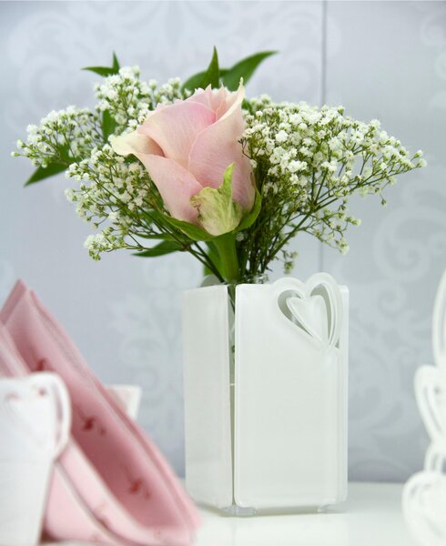 Vaso portafiori in metacrilato tagliato al laser LOVE 10,6x6xh6 cm- bianco