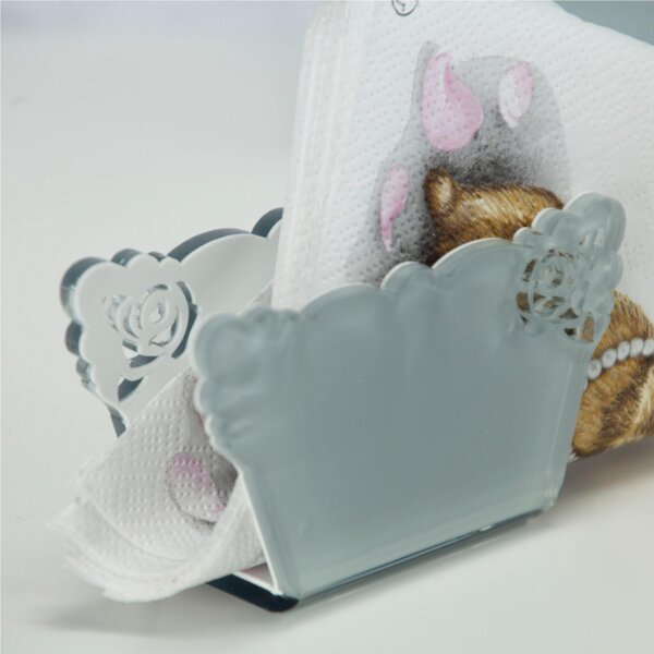 Portatovaglioli verticale METACRILATO shabby 9x6xh4 cm bicolore bianco esterno grigio