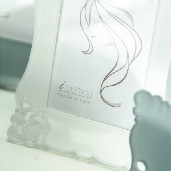 Portafoto in Crystalplex per foto 7x10 SHABBY - 16Xh12 cm cornice in crystalplex bicolore bianco tortora