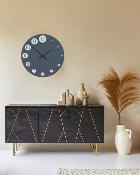 Orologio da parete rotondo Old Phone Diametro 60x5 cm in legno con lancette colore blu balena