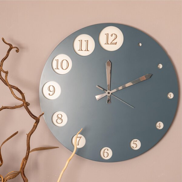 Orologio da parete rotondo Old Phone Diametro 60x5 cm in legno con lancette colore blu balena