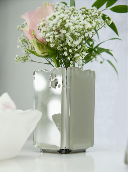 Vaso portafiori in metacrilato tagliato al laser JOLIE 10,6x6xh6 cm- bianco tortora