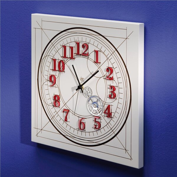 Orologio da parete il legno con intarsi in plexiglass PROJECT 35x35x5 cm in legno Tagliato al laser in legno bianco weng�
