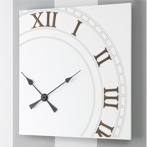 Orologio da parete il legno 55x55x5 cm con numeri intarsi ROMA in legno Tagliato al laser in legno bianco weng�