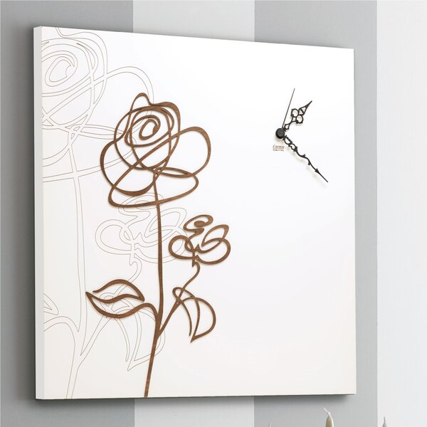 Orologio da parete il legno 55x55x5 cm con numeri intarsi ROSA DEI VENTI in legno Tagliato al laser in legno bianco weng�