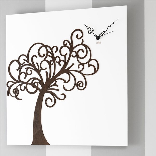 Orologio da parete il legno 55x55x5 cm con numeri intarsi L'Albero della Vita in legno Tagliato al laser in legno bianco weng�