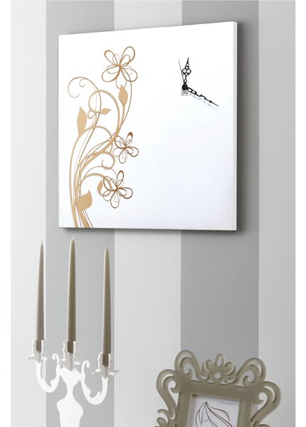 Orologio da parete il legno 55x55x5 cm con numeri intarsi ODILE in legno Tagliato al laser in legno bianco weng�