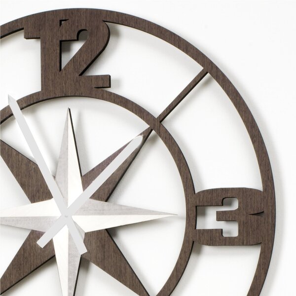 Orologio da parete Rotondo ROSA DEI VENTI 73x73x5 cm in legno Tagliato al laser in legno wengu�
