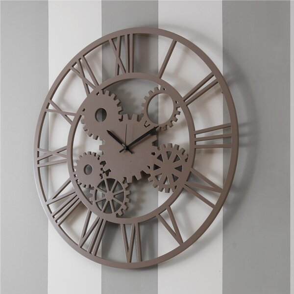 Orologio da parete Rotondo diametro 60 cm in legno INGRANA tagliato al laser in legno Colore Tortora