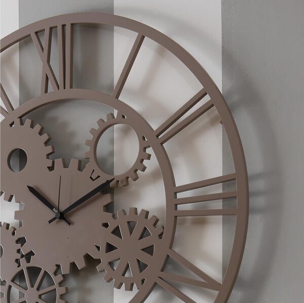 Orologio da parete Rotondo diametro 60 cm in legno INGRANA tagliato al laser in legno Colore Tortora