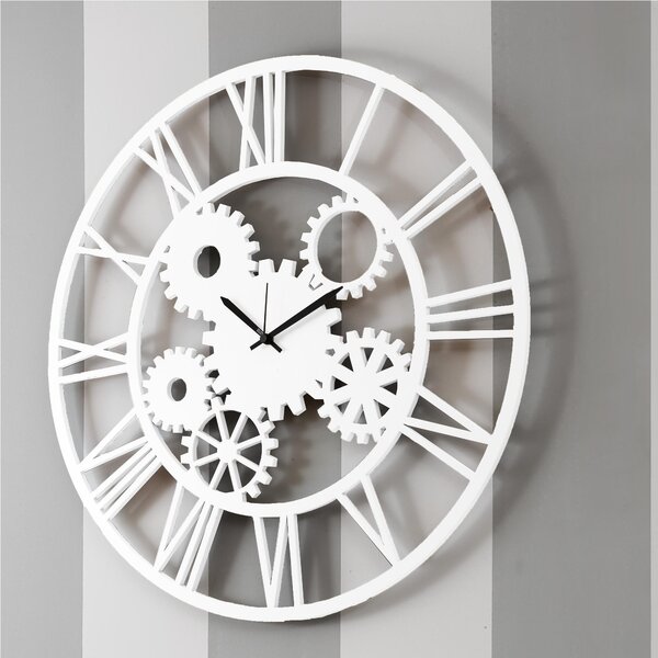 Orologio da parete Rotondo diametro 60 cm in legno INGRANA tagliato al laser in legno Colore bianco