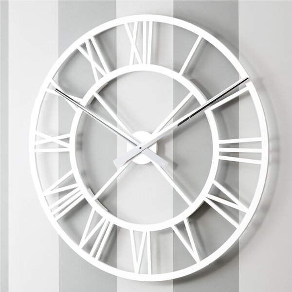 Orologio da parete Rotondo diametro 80 cm in legno IMPERO tagliato al laser in legno laccato bianco opaco