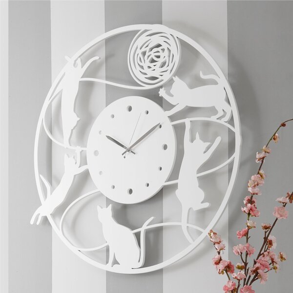 Orologio da parete Rotondo diametro 85 cm - 95X85 cm in legno GOMITOLO tagliato al laser in legno laccato bianco