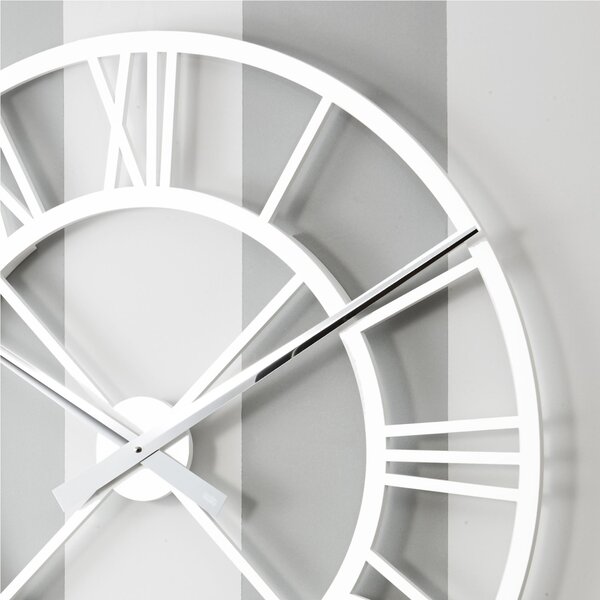 Orologio da parete Rotondo diametro 80 cm in legno IMPERO tagliato al laser in legno laccato bianco opaco