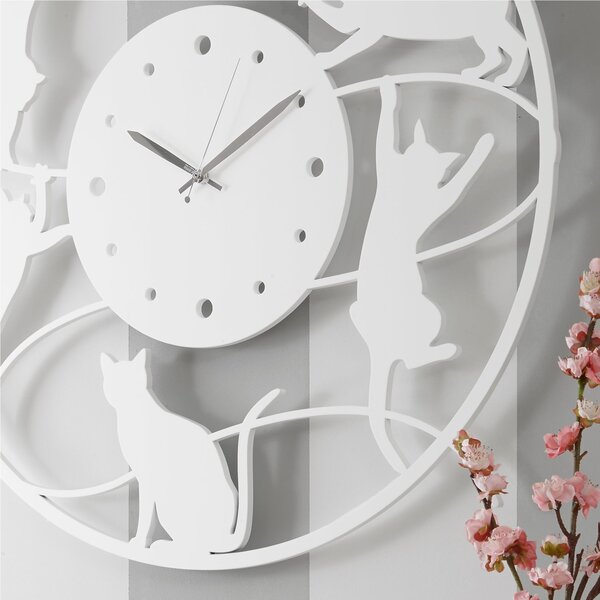 Orologio da parete Rotondo diametro 85 cm - 95X85 cm in legno GOMITOLO tagliato al laser in legno laccato bianco