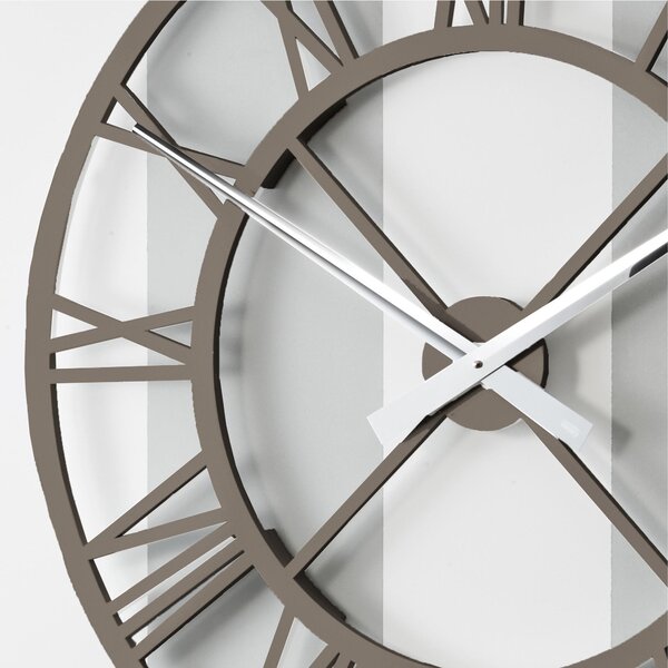 Orologio da parete Rotondo diametro 80 cm in legno IMPERO tagliato al laser in legno laccato tortora opaco lancette Nere