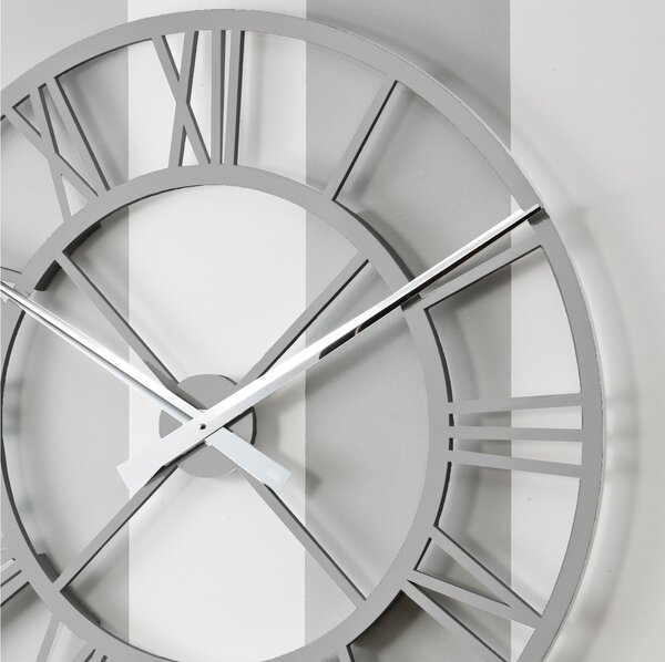 Orologio da parete Rotondo diametro 80 cm in legno IMPERO tagliato al laser in legno laccato grigio opaco