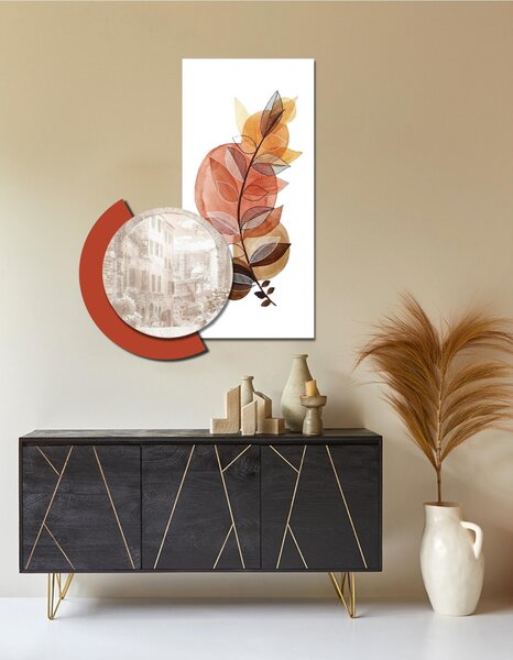 Set di 2 pannelli moderno con stampa Astratte tondo e quadrato OTTAWA dimensioni 75X100 cm Legno colore Bianco arancio