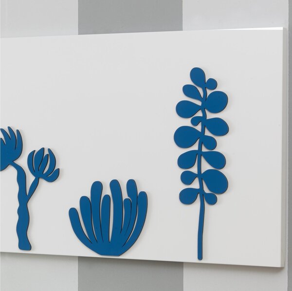 Pannello da parete, quadro da parete SAHARA 120xh40cm pannello orizzontale colore bianco intarsi in legno colore petrolio