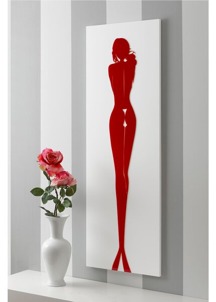 Pannello da parete, quadro da parete Silhouette 40xh120cm pannello legno colore bianco intarsi in plexiglass rosso