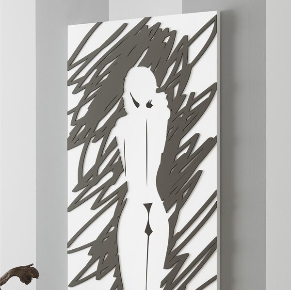 Pannello da parete, quadro da parete MODERN 40xh120cm pannello legno colore bianco intarsi faggio