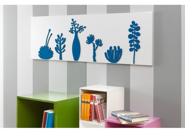 Pannello da parete, quadro da parete SAHARA 120xh40cm pannello orizzontale colore bianco intarsi in legno colore petrolio