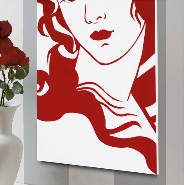 Pannello da parete, quadro da parete venere 50xh120cm pannello legno colore bianco intarsi in plexiglass rosso