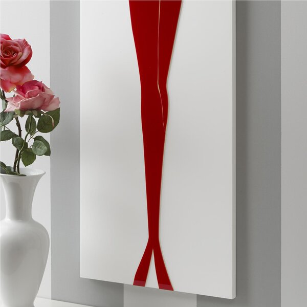 Pannello da parete, quadro da parete Silhouette 40xh120cm pannello legno colore bianco intarsi in plexiglass rosso