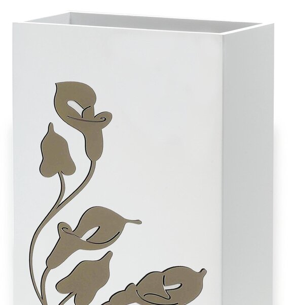 PORTAOMBRELLI Rettangolare Calla 33x22xh54 cm in Legno con intarsi in legno colore tortora