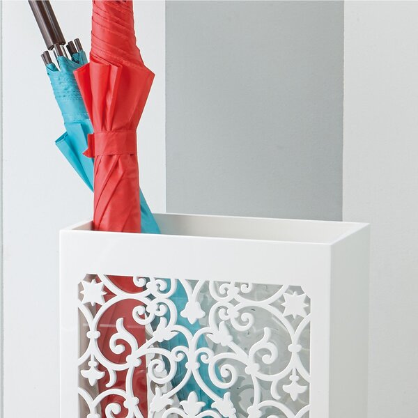 Portariviste Rettangolare Arabian 32x22xh40 cm in Legno laccato bianco decoro laser
