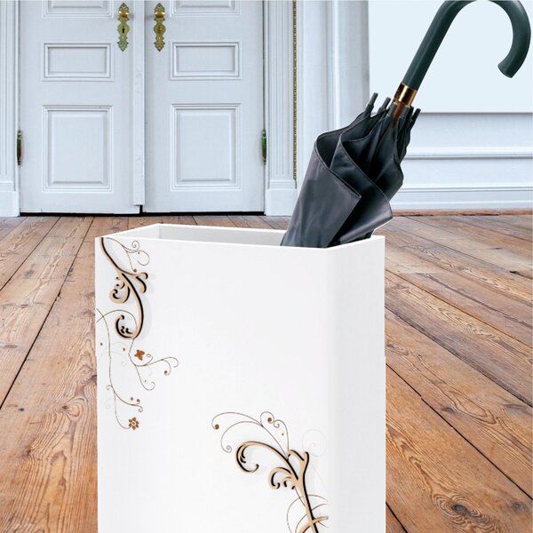 PORTAOMBRELLI Rettangolare, spring 30x15xh50 cm in Legno bianco intarsi al laser in legno naturale