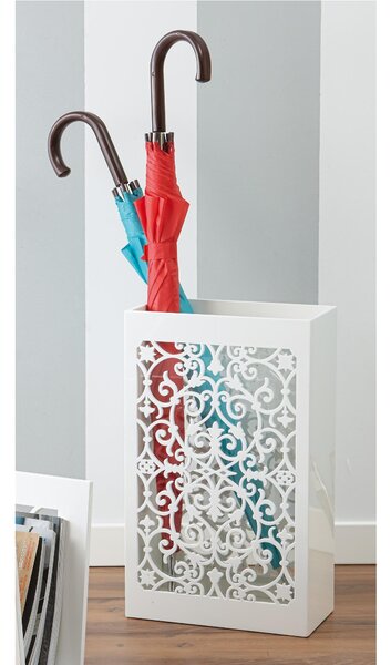 PORTAOMBRELLI Rettangolare Arabian 33x22xh53 cm in Legno laccato bianco decoro laser