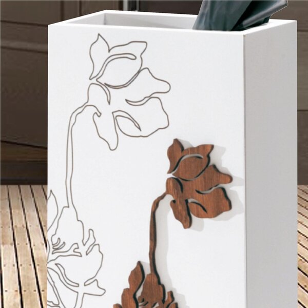 PORTAOMBRELLI Rettangolare, LOTO 30x15xh50 cm in Legno Laccato bianco intarsi al laser colore WENGE'